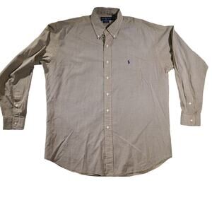 Ralph Lauren Button Shirt Blake Cut Men's XL Yellow & Navy Check Business Casual